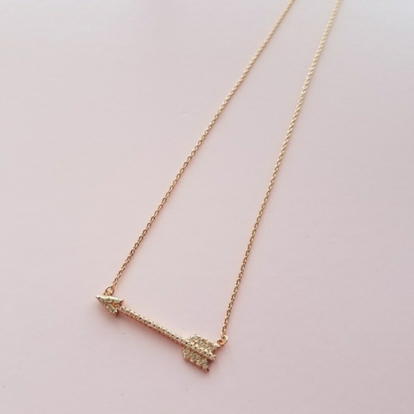 Bahati Jewelry - Rose Gold Cubic Zirconia Arrow Bar Necklace